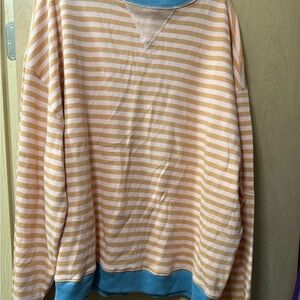 Free People Peach and Blue Striped Top
